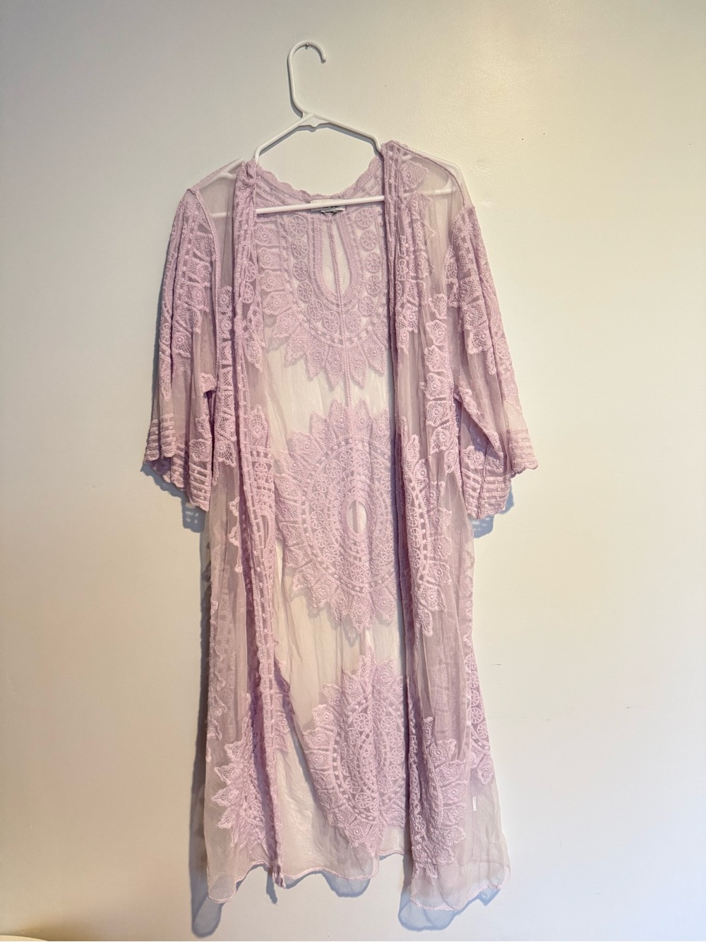 Rachel Zoe Lavender Lace Kimono Robe